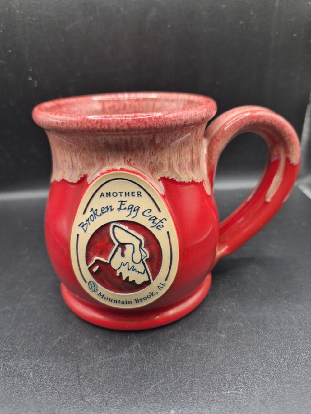 Another Broken Egg Cafe Red Ceramic Mug Mountain Brook AL Deneen Pottery 2017